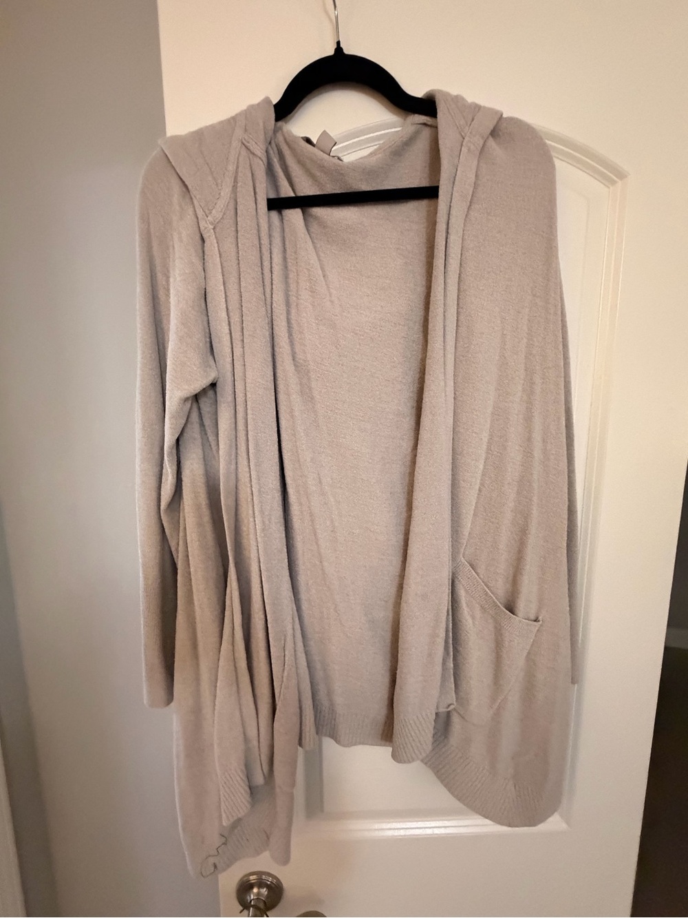 Barefoot Dreams Light Gray Hooded Open-Front Cardigan